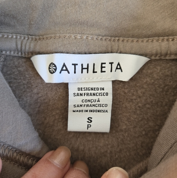 Athleta Retroplush Revive Hoodie Sweatshirt in Pyrite womens sz Small - Picture 6 of 11